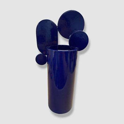 $720 CuoreCarpenito Blue Giotto Bubble Flower Table Centerpiece Vase