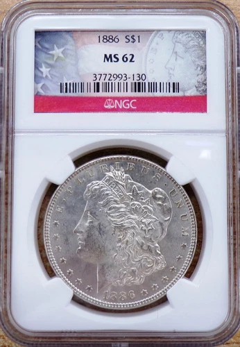 1886 Morgan Silver Dollar NGC MS 62