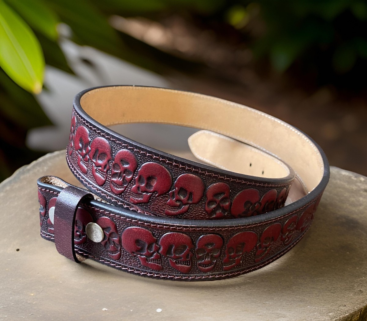 Custom Leather Covered Buckle Belt Handmade Men's Western