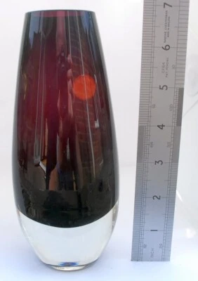 Small vase Purple/clear Glass interesting shape - Image 1 of 3