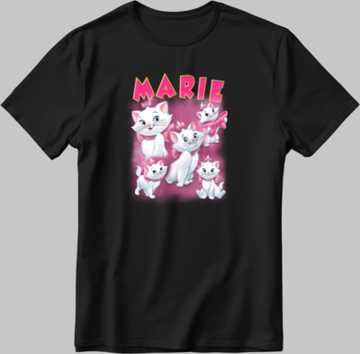 Disney Marie kurzärmeliges weiß/schwarzes T-Shirt Männer/Frauen J045
