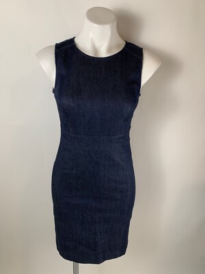Ann Taylor Dark Denim Sheath Stretch Dress 2 | eBay