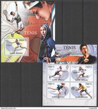BC503 2012 GUINEA-BISSAU SPORT TENNIS STARS FEDERER DJOKOVIC NADAL BL+KB MNH