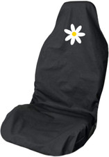 Cute Daisy Flower Girl Black Front Car Seat Cover Protector Waterproof Premium