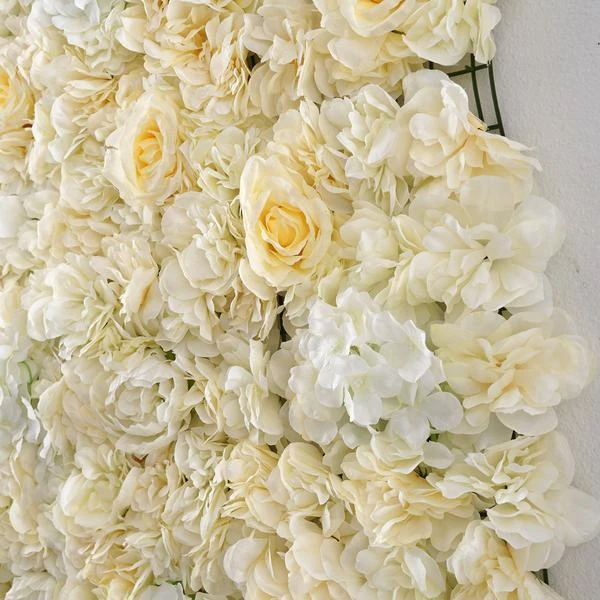 13 sq ft Champagne White Assorted Silk Flowers Wall Backdrop Panels Wedding SALE - Image 4 of 4