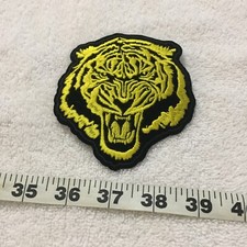 Roaring Tiger Fighting Tiger Gold On Black 4 X 3.75 Inch Iron On Patch New