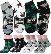 3 Pairs men Woman Very Soft Marijuana Pot Weed Leaf Ankle Cut Cotton Socks 10-13