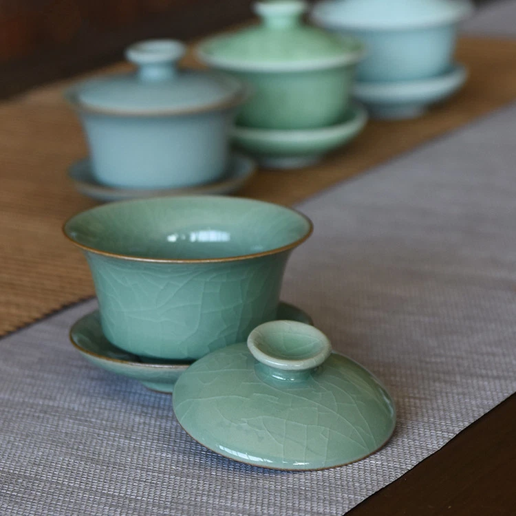 Nuevo Horno Porcelana Gaiwan Crackle Glaze Tureen Taza Platillo China Tazón Tapa Foto 3 de 4