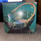 Vintage Carnival Indiana Glass Oval Fruit Bowl w/ Rattan Wicker Handle IN BOX