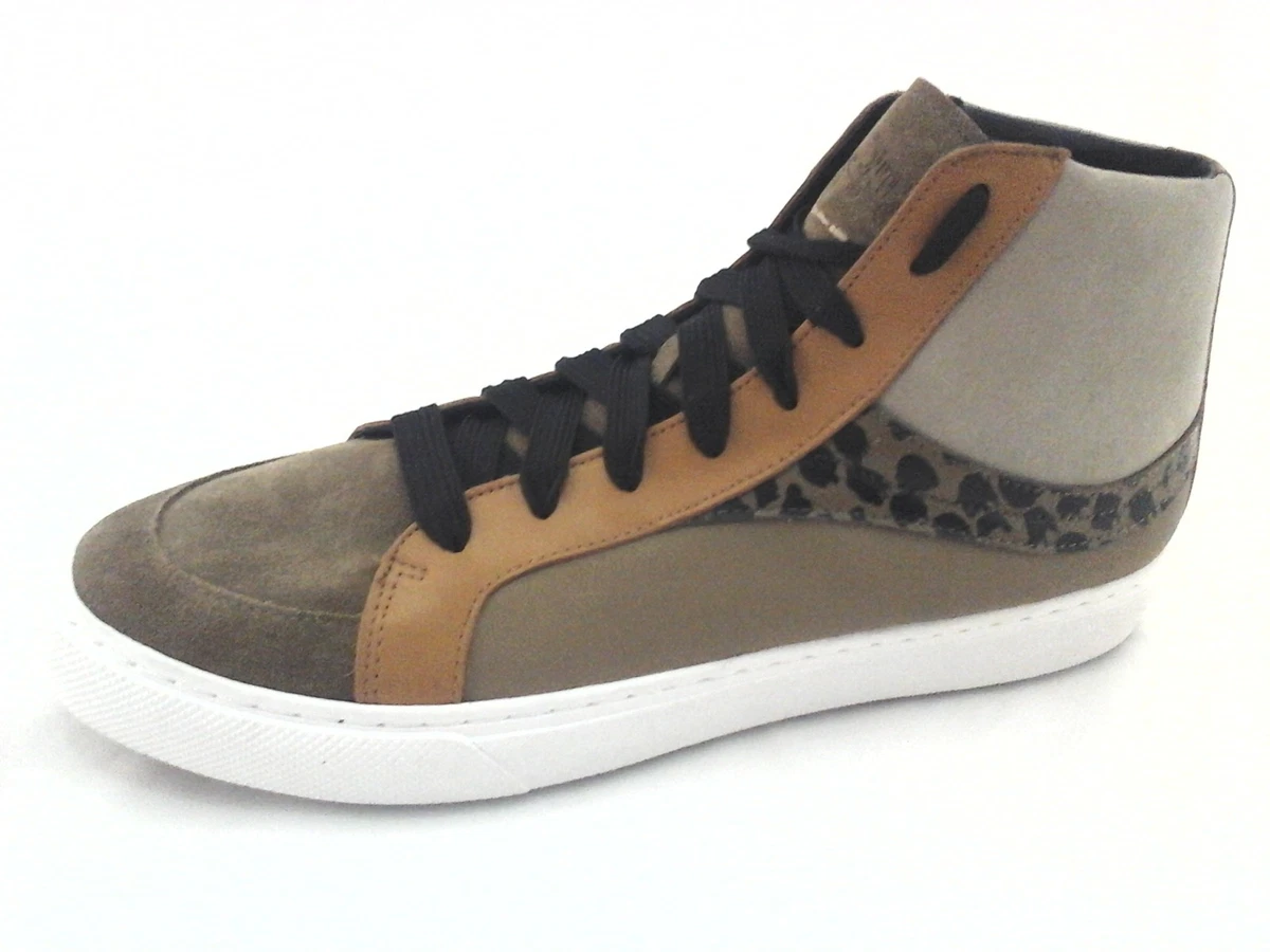 COACH Shoes High Top Premium Khaki Tan Animal Print G1420 Men