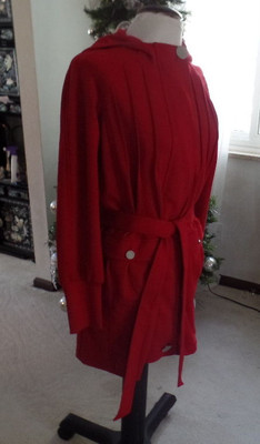 JENNIFER HUDSON BEAUTIFUL HOODED UNLINED LONG  RED JACKET NWOT SZ S MINT