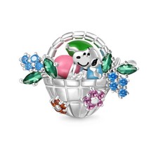 GNOCE Peanuts Pasqua Uovo Snoopy Ciondolo S925 Argento Sterling Bracciale Regalo