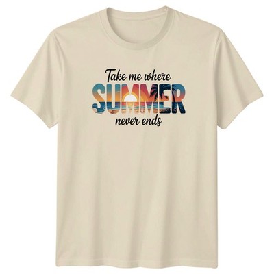 T-Shirt Take Me Where Summer Never Strandleben Urlaub Geschenk für Sie und Ihn