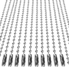 10 Pcs Dog Tag Chain, Ball Chain Necklace, Dog Tag Chains for Men, Silver Nic...