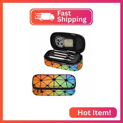 Xuwenz Abstract Lines Pencil Case Organizer Geometric Triangles Fluorescent Neon