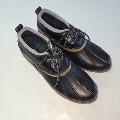 Lands End Womens Black Duck Shoe Boots Lace Up Rubber Sole Size 7.5