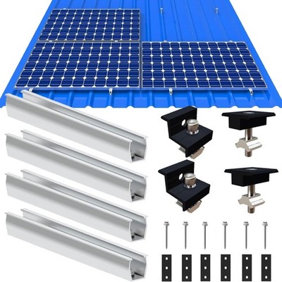 Solarmodul Halterung Flachdach, Alu Photovoltaik Montageschiene 12CM, Verstel...