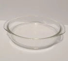 Vintage Glass PYREX #221 8-1/2 Inch Clear Deep Pie Cake Plate Pan Dish Handles