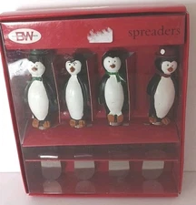 Boston Warehouse Spreaders Set of 4 Penguins, Christmas Theme