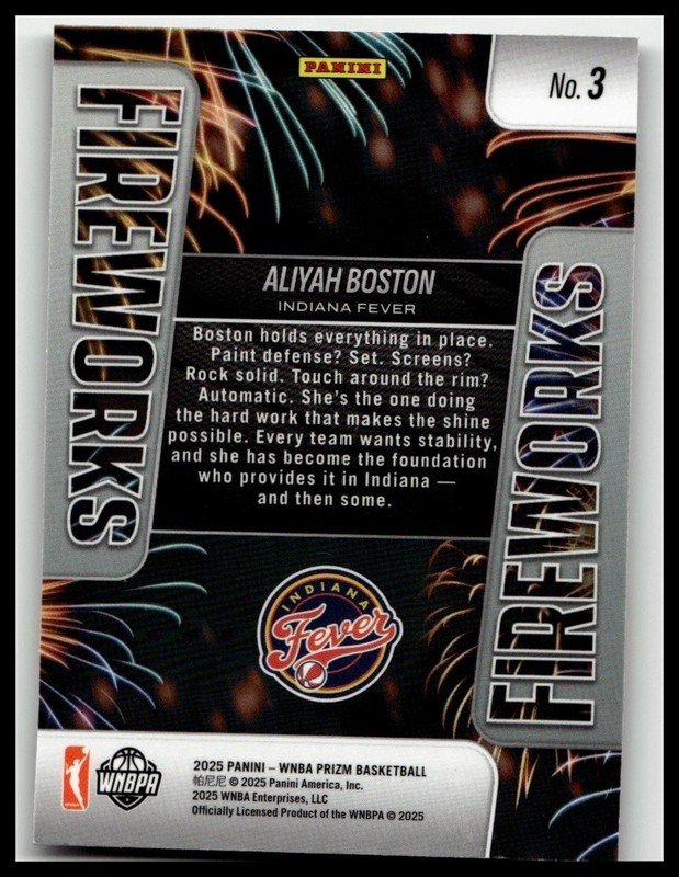 2025 Panini Prizm WNBA #3 Aliyah Boston Fireworks