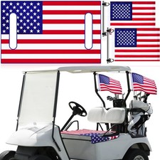 Patriotic Golf Cart Seat Cover Set - Microfiber American Flag Cushion with Elast