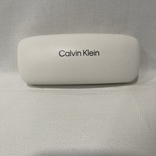 CALVIN KLEIN White Leather Hard Clamshell Sunglasses Eyeglasses Case