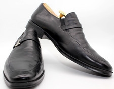 Bruno Magli Pivetto Black Leather Slip On Square Toe Loafer Men's Size 9.5M