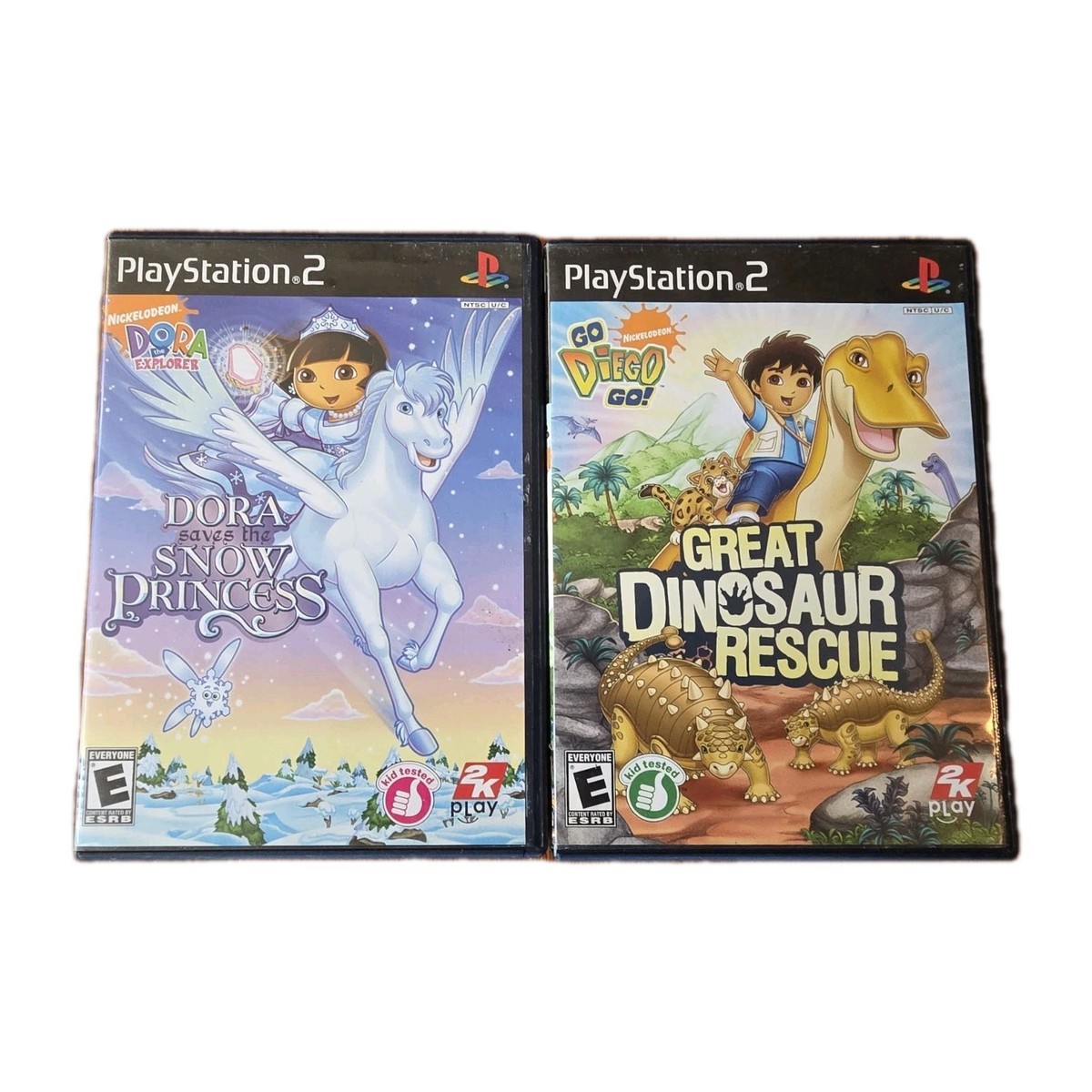 PS2 Dora the Explorer Game Bundle, Snow Princess & Great Dinosaur