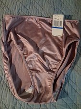 VINTAGE OLGA/WARNER'S 20059 ROSE / PINK SATIN HI-CUT PANTIES Medium