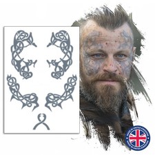 UK Temporary Tattoos Cosplay Costume Waterproof Realistic Harald Vikings Face