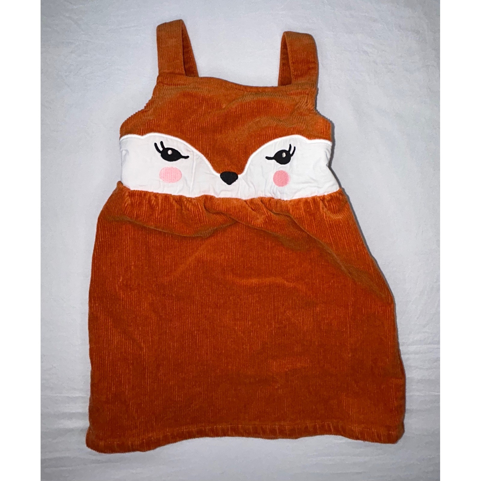 Gymboree Baby Girl Dress Orange Corduroy Fox Applique Sleeveless Jumper