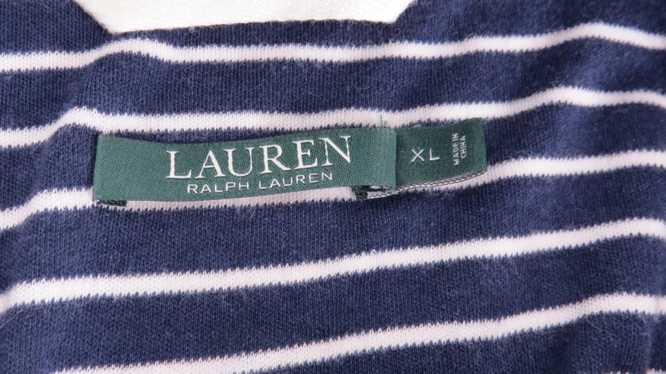 Lauren Ralph Lauren Womens XL Navy Blue Striped Swim Cover Up Nautical Long #140 - Image 2 of 4