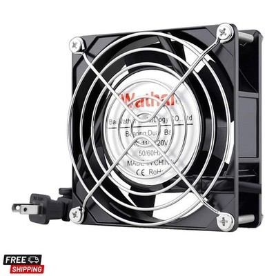 AC Power Axial Fan 110V 120V 92mm 90mm x 25mm Dual Ball Metal for DIY Ventila...