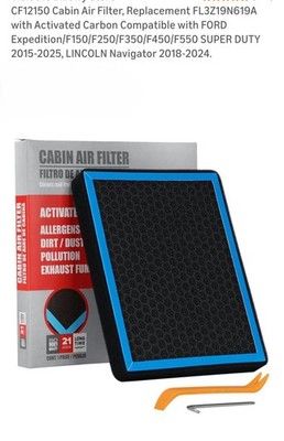 Cabin Air Filter CF12150 Replacement FL3Z19N619A Active Carbon Ford/Lincoln