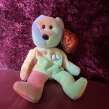 Ty Beanie Babies Peace Bear Tie-Dye Plush Retired Original 1996 with Tag
