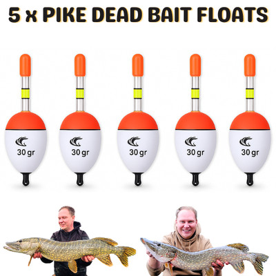5 x 30g Pike Fishing Floats   Heavy Predator Dead bait Floats for Big Pike - UK