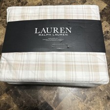 Ralph Lauren Queen Sheet Set Erica Plaid Pink 4pc Cottage Cream Tan Beige