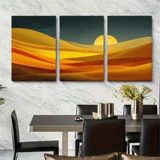 3pcs Modern Sun Perfect Abstract Desert Prefect Wall Art Canvas Unframed/Framed