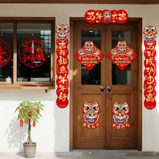 2026 Year Of The Horse Chinese New Year Couplet Set Red Gold Paper Decorations