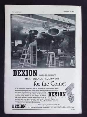 Original 1953 Werbung Dexion Wartungsgerät Komet Flugzeug