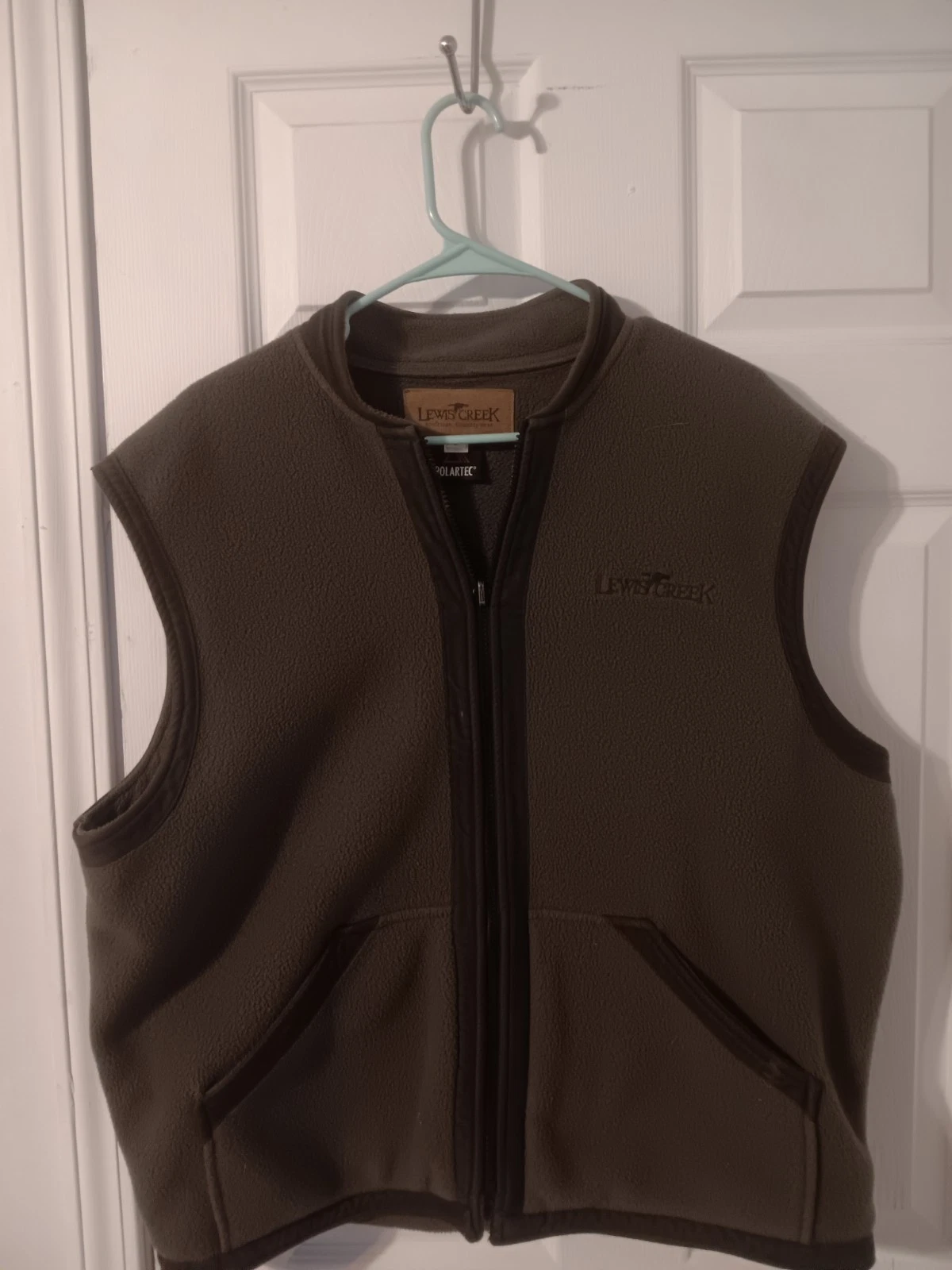 Green Polartec Full Zip Lewis Creek Outdoors Fleece Vest VTG Men's Large USA