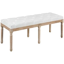 HOMCOM 46" End of Bed Bench, Upholstered Bedroom Bench with Button Tufted