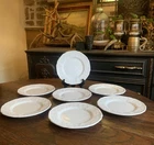 Vtg Indiana Colony Harvest Milk Glass Grape Vine Salad Lunch Plates Set 7~EUC