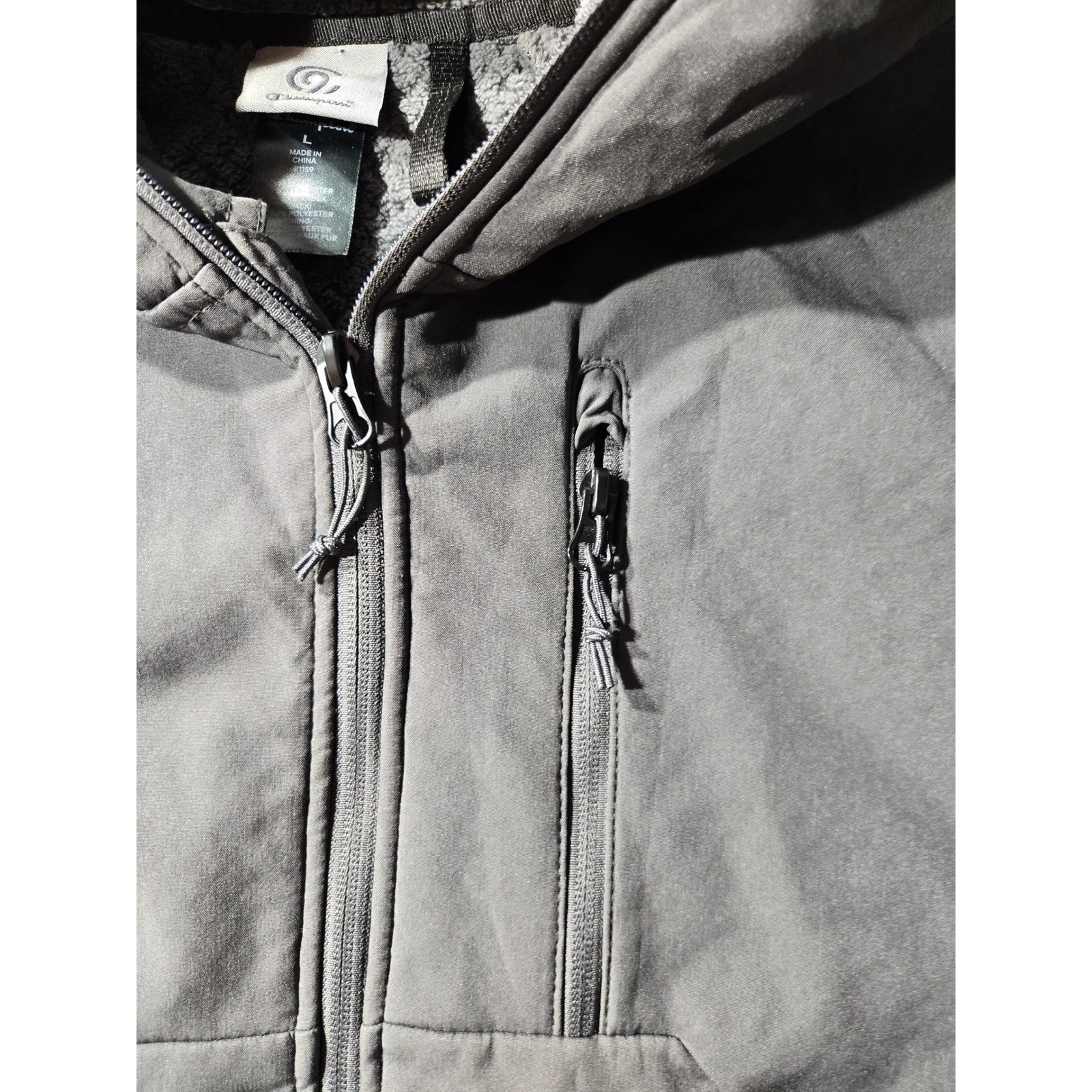 Champion C9 Mens Gray Softshell Hooded Jacket Fleece Lined Size L image 3