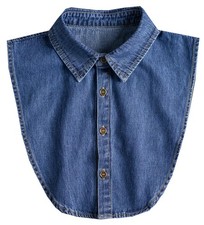 Denim Fake Collar Detachable Dickey Half Shirts Blouse One Size, Dark Blue