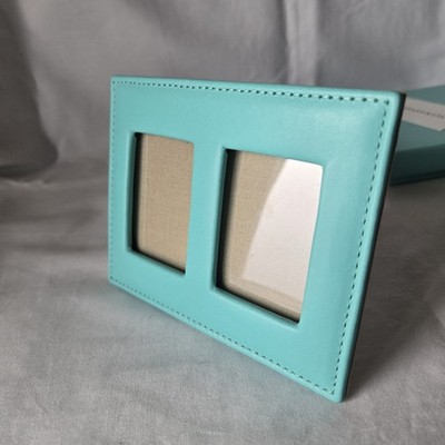 Tiffany & Co. Leather Photo Picture Frame Square Blue Unused W5in