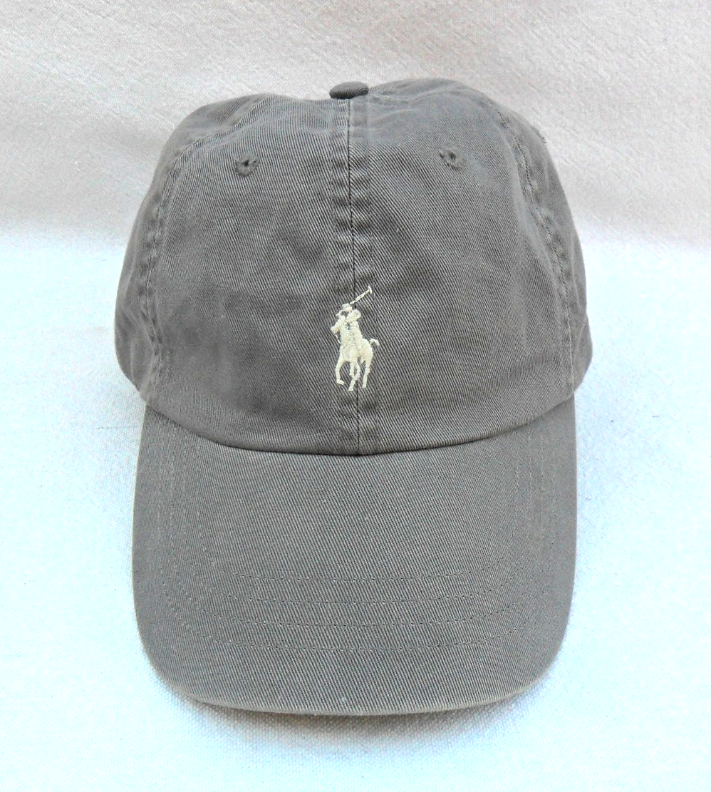AUTENTICA POLO VINTAGE RALPH LAUREN PONY CAPPELLO BERRETTO DA BALLO UOMO GRIGIO STRAPBACK ECCELLENTE