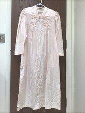Barbizon at Home nightgown pastel pink satin embroidered cotton nylon, zip, sz M