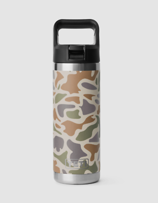 NEW YETI Rambler 18 oz Straw Water Bottle Tan Duck Camo Flip Straw