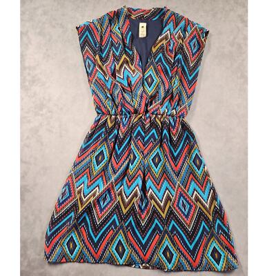 Needle & Thread Anthropologie Dress Size Medium Multicolor Western Geometric 